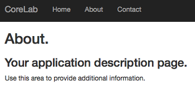 Screenshot showing the result of selecting the About option, which is an About page.