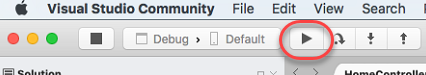 Screenshot of the Visual Studio window highlighting the Continue button.