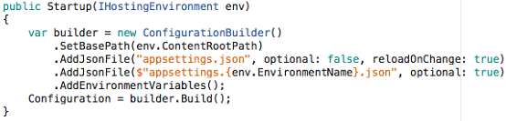 Screenshot showing the Startup method of the Startup class.