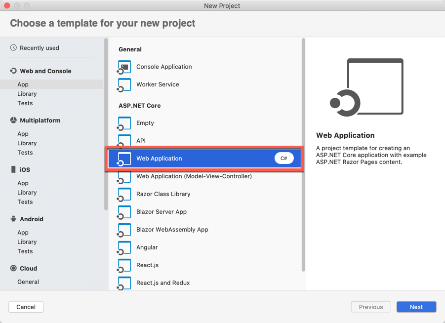 Razor project template