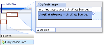 Add LinqDataSource control to Design window