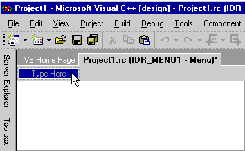 Visual Studio Menu Editor New Item Box