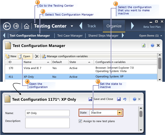Change the State of a Test Configuration