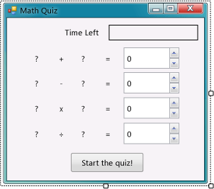 Initial math quiz form
