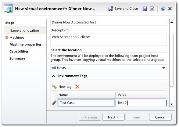 Lab Management Environment Wizard - Name Page