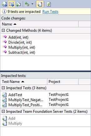 Test Impact View - Show Code Changes