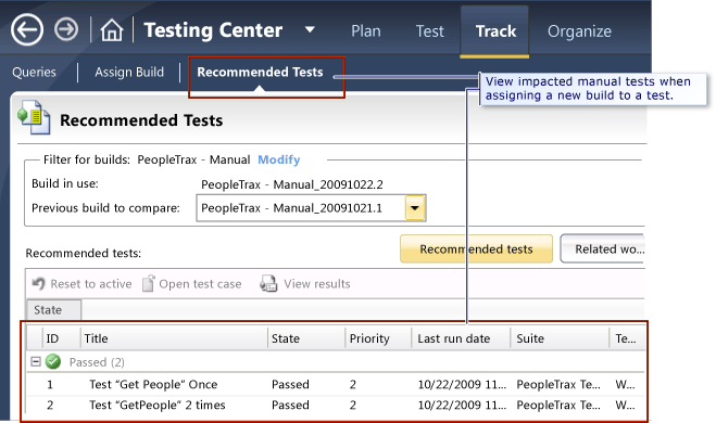 View Impacted Manual Tests