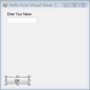 Hello from Visual Basic 2010 - OK button