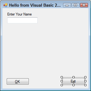 Hello from Visual Basic 2010 - Exit button