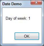 Date Demo - Day of week: 1