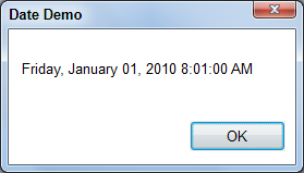 Date Demo - Friday, January 01, 2010 8:01:00 AM