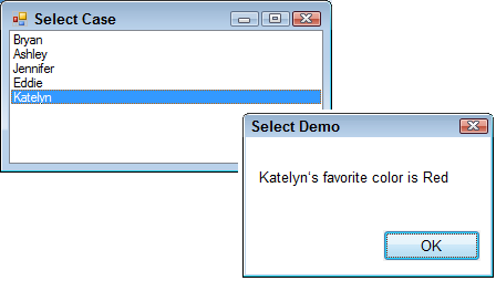 Select Demo - Katelyn's favorite color is Red