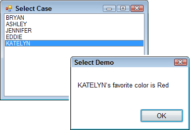 Select Demo - KATELYN's favorite color is Red
