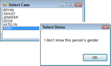 Select Demo - I don't know this person's gender.