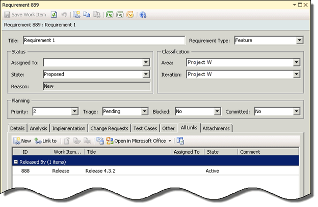 Figure 9 - A Requirement traceable to an approved