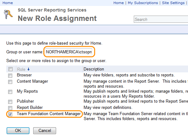 Assign user to a role in Report Manager