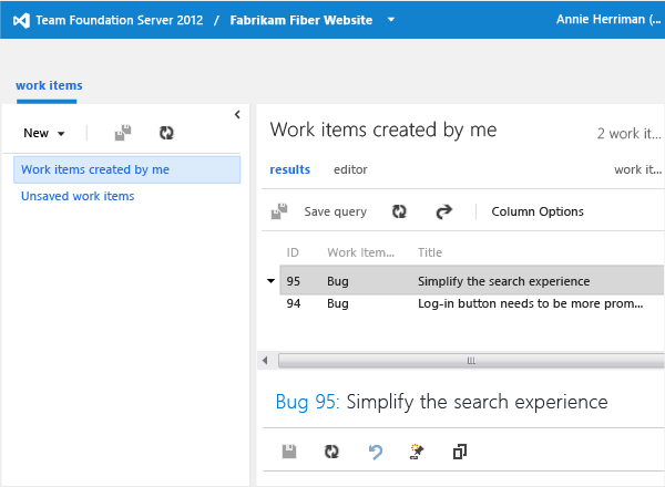 View work items that you have created