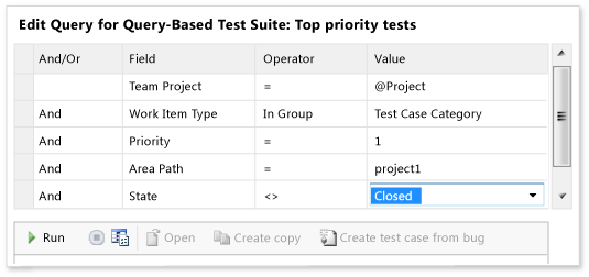 Creating or editing a query-based suite