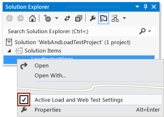 Set active test setting load and Web performance
