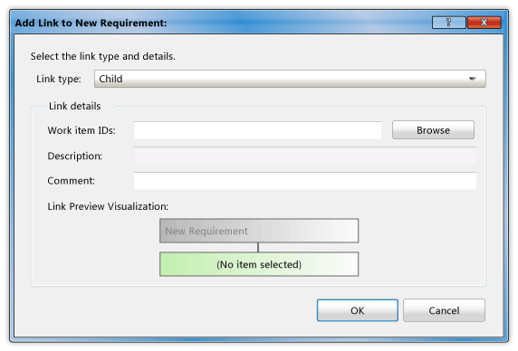 Add link to requirement dialog box
