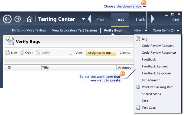 Create a Work Item using Microsoft Test Manager