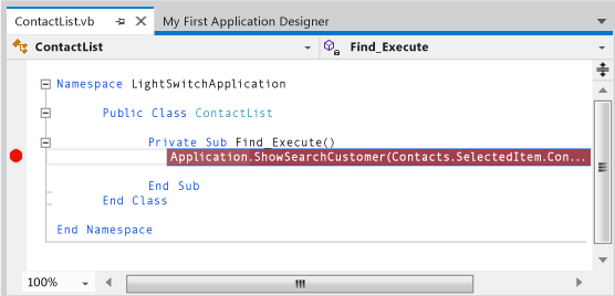 Setting a breakpoint