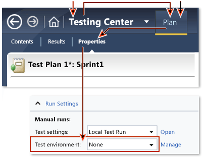 Setting the default environment for the test plan.