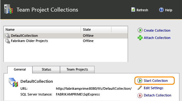 Collections remain offline until started
