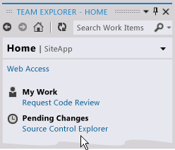 Team Explorer Home page