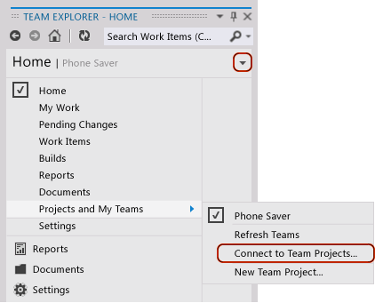 Connect to Team Explorer