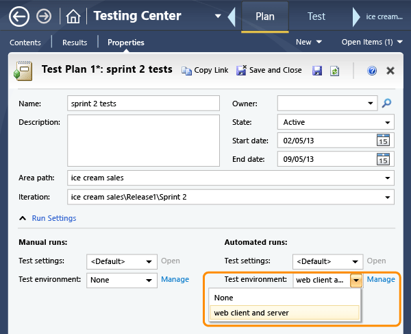 Automation on test plan properties