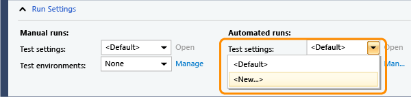 New test settings