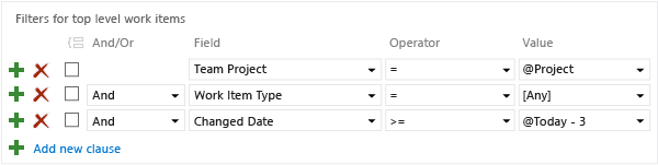 Editor query filter based on recent changes