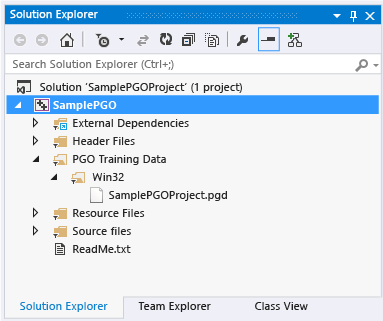 PGO data file in Solution Explorer