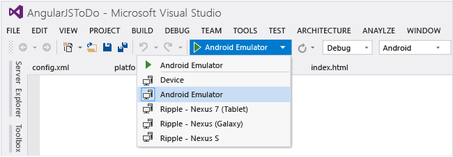 Deploying to the Android emulator