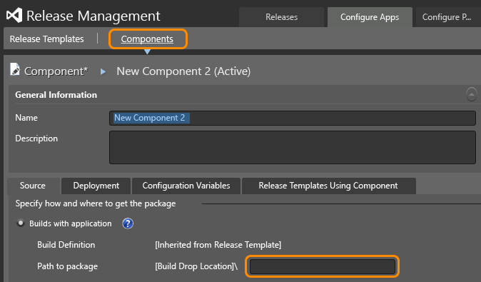 Add component to release template