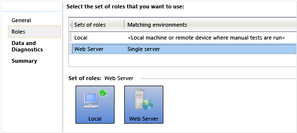 On the Roles tab, choose the lab environment.