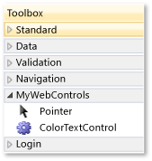 MyWebControls ColorTextControl in Toolbox