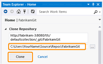 Cloning a Git repository in a team project