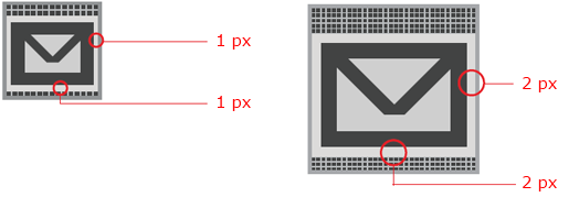 Icons that demonstrate proper border widths