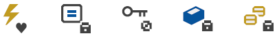 Strip of icons with instructions about element use