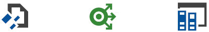 Strip of 3 modern-style project icons, 16x16