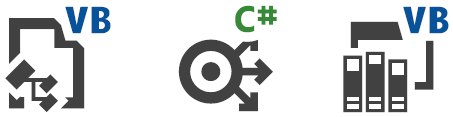 Strip of 3 modern-style project icons, 32x32