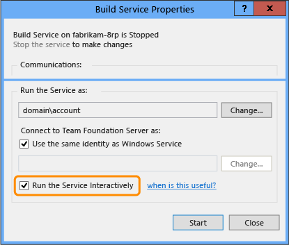 Running the build service in interactive mode