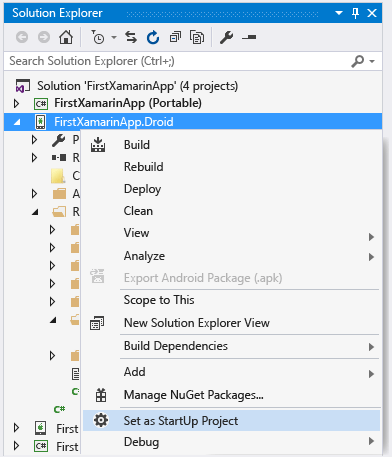 Visual Studio Set as Startup project option