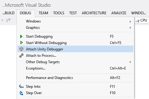 Attach the debugger of Unity.