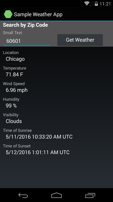 Weather app for Android and Windows Phone