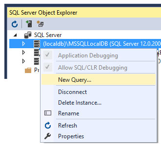 SQL Server Object Explorer New Query
