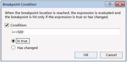 Breakpoint Condition dialog box