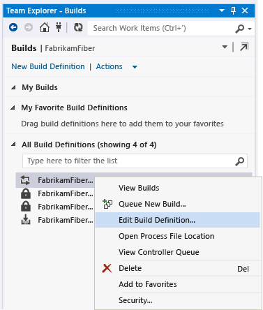 View build definition in TFS 2013